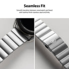 Watch Lug 22mm | Metal One Band α - Silver - Close-up of silver stainless steel watch band with seamless end links.