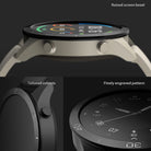 Xiaomi Mi Watch 46mm | Bezel Styling 46-01 - Xiaomi Mi Watch 46mm - Close-up of smartwatch bezel featuring raised edges, tailored cutouts, and a finely engraved pattern.
