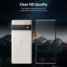 Google Pixel 6 Pro | Camera Protector Glass [3 Pack] - A white Pixel 6 Pro showing a camera lens protector being applied.