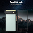 Google Pixel 6 | Camera Protector Glass [3 Pack] - Back and front views of a Pixel 6 with a clear camera lens protector.