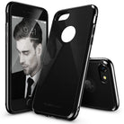 iPhone 8 / 7 / SE 2020 / SE 2022 Case | Fusion - Black transparent phone case shown on a phone and from back angles.