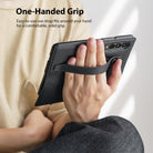 Galaxy Z Fold 3 Case | Folio Signature EZ Strap - Hand holding a black textured phone case with an integrated strap.