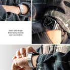 Apple Watch 49·46·45·44·42 mm | Metal One Band α - Silver - Apple Watch Metal One Band α - Silver - Silver metal link band on an Apple Watch with a black bezel, worn on a wrist.