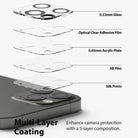 iPhone 12 Pro Max | Camera Protector Glass [3 Pack] - iPhone 12 Pro Max Camera Protector Glass - Exploded view showing five layers of camera lens protector material.