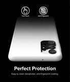 Galaxy A13 4G (LTE) | Camera Protector Glass [3 Pack] - Smartphone with camera lens protectors, touch and anti-fingerprint icons.