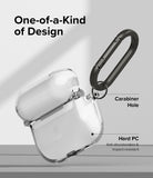 AirPods Pro 2 Case | Hinge Clear - Clear protective case with black carabiner, highlighting hinge and hard PC material.