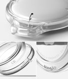 AirTag Case | Slim [4 Pack] - Clear - Close-up views of a transparent, slim protective case for an Apple AirTag.