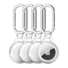 AirTag Case | Slim [4 Pack] - Clear - Four clear protective cases for AirTags, each with a silver carabiner clip.