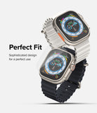 Apple Watch Ultra 3 / 2 / 1 Screen Protector | Glass - Apple Watch Ultra Screen Protector - Two Apple Watches with white and black bands, one with a glass screen protector.