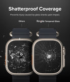 Apple Watch Ultra 3 / 2 / 1 Screen Protector | Glass - Comparison showing shattered glass shards versus intact tempered glass.