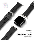Apple Watch 42·41·40·38 mm | Rubber One Band - Black Apple Watch with two detached ribbed rubber watch straps.