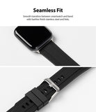 Apple Watch 42·41·40·38 mm | Rubber One Band - Black ribbed rubber watch band with stainless steel end links and buckle.