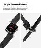 Apple Watch 42·41·40·38 mm | Rubber One Band - Black rubber watch band attached to an Apple Watch and a metal buckle.