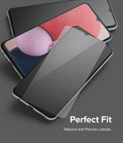 Galaxy A13 4G(LTE) / A13 5G Screen Protector [2P] | Invisible Defender - Galaxy A13 4G(LTE) / A13 5G Screen Protector - Transparent glass screen protector hovering over a Samsung Galaxy phone.