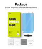 Galaxy A14 Screen Protector | Full Cover Glass - Ringke tempered glass kit with screen protectors, guide tool, and cleaning accessories.