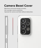 Galaxy A33 5G / A53 5G / A73 5G | Camera Styling - A black protective bezel cover being applied to a smartphone camera array.