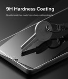 Galaxy A33 5G Screen Protector [2P] | Invisible Defender - Galaxy A33 5G Screen Protector - A metal key scratching a glass screen protector on a smartphone, demonstrating 9H hardness.