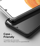 Galaxy A33 5G Screen Protector [2P] | Invisible Defender - Galaxy A33 5G Screen Protector - Two smartphones with screen protectors, one in a black case, showing case compatibility.