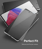Galaxy A53 5G Screen Protector | Invisible Defender - Galaxy A53 5G Screen Protector - Transparent glass screen protector being applied to a Galaxy A53 smartphone.