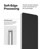 Galaxy A53 5G Screen Protector | Invisible Defender - Galaxy A53 5G Screen Protector - Close-up of a smartphone with a 2.5D curved edge screen protector and soft-edge processing.
