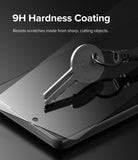 Galaxy A53 5G Screen Protector | Invisible Defender - Galaxy A53 5G Screen Protector - A metal key resting on a screen protector, demonstrating 9H hardness scratch resistance.