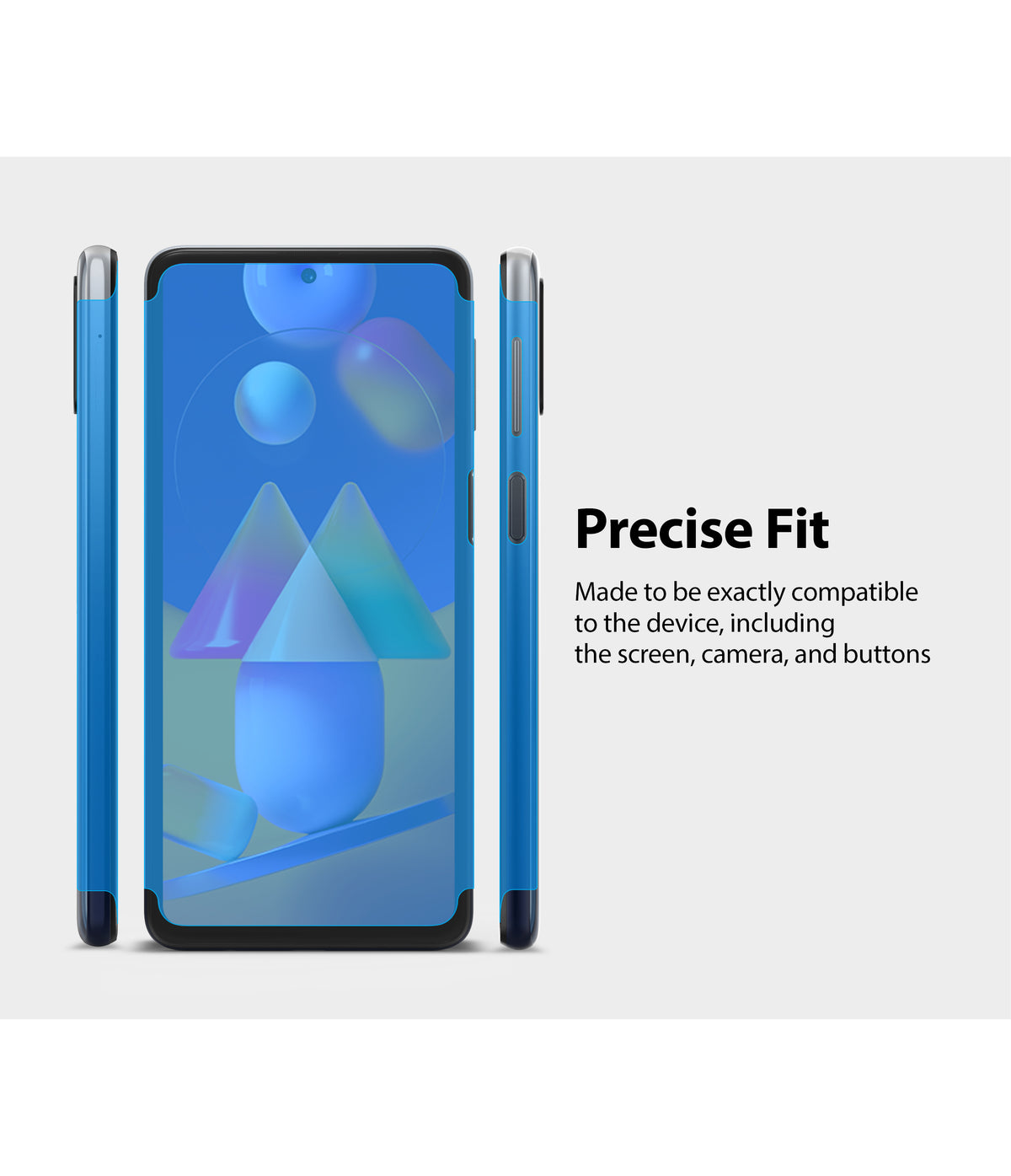 Galaxy M31s Screen Protector | Dual Easy Film - Galaxy M31s Screen Protector - Front and side views of a smartphone showing a precise screen protector fit.