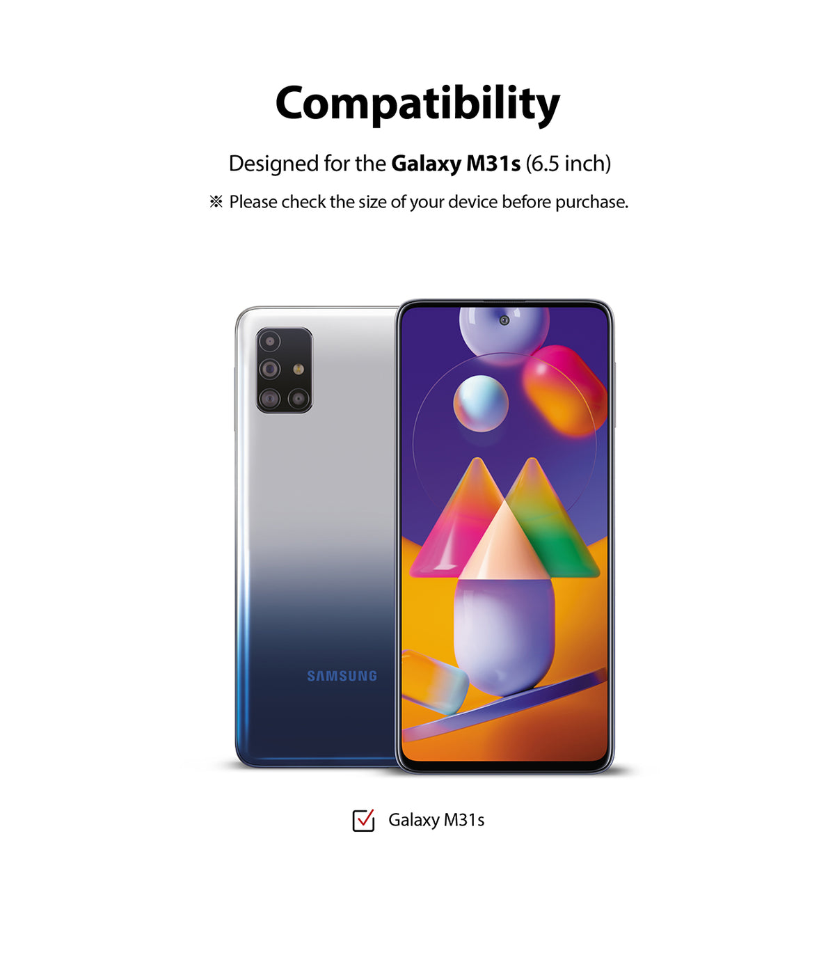 Galaxy M31s Screen Protector | Dual Easy Film - Front and back view of a silver-to-blue gradient Samsung Galaxy M31s.