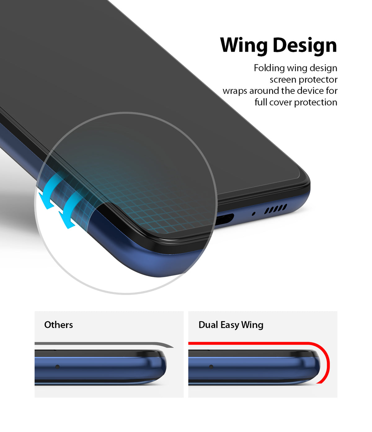 Galaxy M51 Screen Protector | Dual Easy Film - Galaxy M51 Screen Protector - Smartphone with a wrap-around wing screen protector design for full edge coverage.