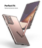 Galaxy Note 20 Ultra Case | Fusion Matte - Bronze phone in a clear case with S Pen, showing front and back views.