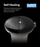 Google Pixel Watch 2 / 1 Screen Protector | Dual Easy Film (3P) - Google Pixel Watch 2 / 1 Screen Protector - Watch face showing a transition from scratched to smooth self-healed surface.