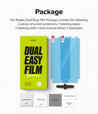 Google Pixel 7 Screen Protector | Dual Easy Film - Package contents including two screen protectors, tools, and wipes.