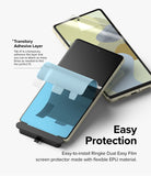 Google Pixel 7 Screen Protector | Dual Easy Film - Diagram showing a screen protector being applied to a smartphone.