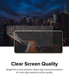 Google Pixel 7 Screen Protector | Dual Easy Film - Transparent screen protector film being applied to a smartphone.