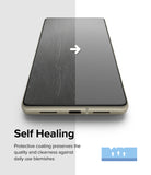 Google Pixel 7 Screen Protector | Dual Easy Film - Smartphone screen showing a transition from scratched to clear.