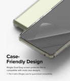 Google Pixel 7 Screen Protector | Dual Easy Film - Clear screen protector film being applied to a smartphone.