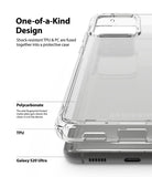 Galaxy S20 Ultra Case | Fusion Matte - Close-up of a clear, frosted phone case showing TPU and polycarbonate layers.