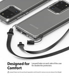 Galaxy S20 Ultra Case | Fusion Matte - Two matte clear phone cases with black lanyard straps attached to side holes.