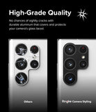 Galaxy S22 Ultra | Camera Styling - Comparison of a cracked phone camera lens versus one protected by a durable aluminum cover.