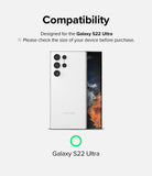 Galaxy S22 Ultra | Camera Styling - White Galaxy S22 Ultra phone shown with compatibility text and a green checkmark.