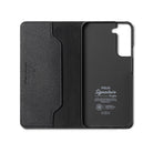 Galaxy S22 Case | Folio Signature Standard - Black textured leather folio case with an interior phone cradle.
