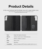 Galaxy S22 Plus Case | Folio Signature Standard - Black vegan leather folio case shown from front and interior views.