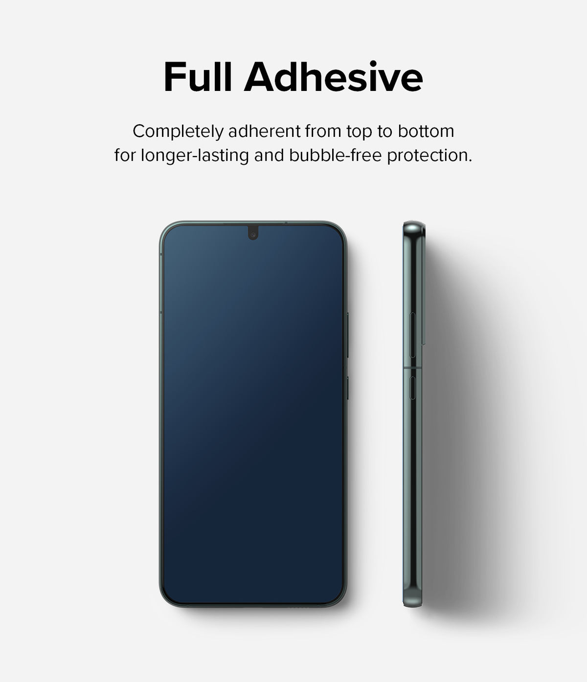 Galaxy S22 Plus Screen Protector | Invisible Defender Glass [2P] - Galaxy S22 Plus Screen Protector - Front and side views of a smartphone showing full-adhesive screen protection.