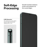 Galaxy S22 Plus Screen Protector | Invisible Defender Glass [2P] - Galaxy S22 Plus Screen Protector - Diagram showing 2.5D curved edges and smooth transition of a phone screen protector.