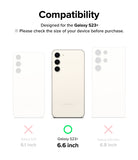 Galaxy S23 Plus Screen Protector | Full Cover Glass - Comparison chart showing Galaxy S23+ is the correct 6.6-inch model.