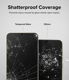 Galaxy S23 Plus Screen Protector | Full Cover Glass - Comparison showing tempered glass holding together versus shattered glass.