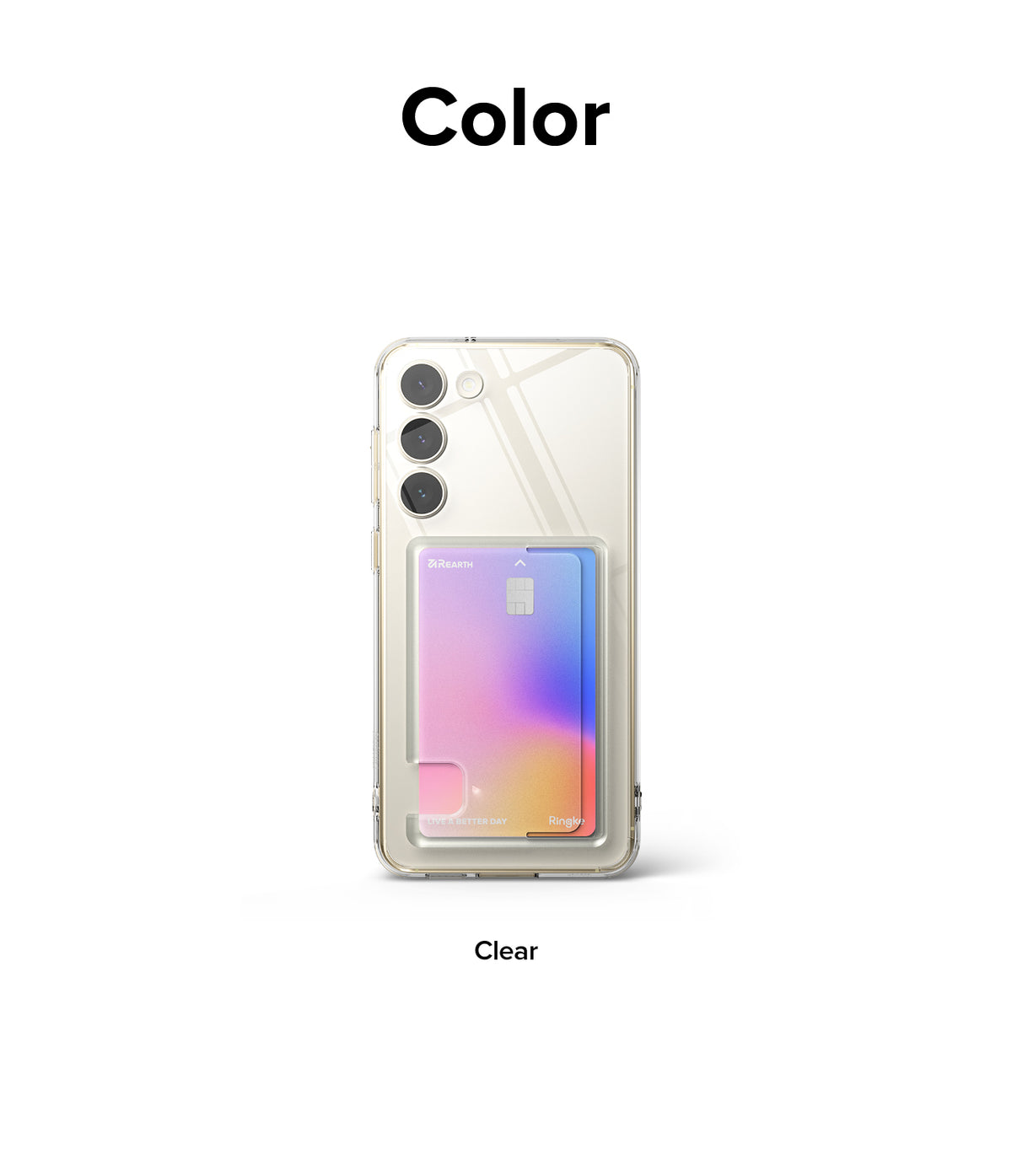 Galaxy S23 Plus Case | Fusion Card - Clear phone case holding a gradient-colored credit card on the back.