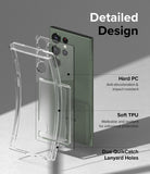 Galaxy S23 Ultra Case | Fusion Card - Exploded view of a clear phone case highlighting hard PC and soft TPU layers.