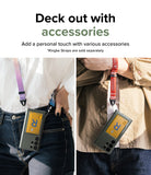 Galaxy S23 Ultra Case | Fusion Card - Two people wearing phones in card-holder cases with colorful neck and wrist straps.