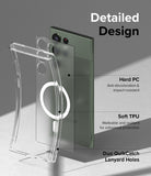 Galaxy S23 Ultra Case | Fusion Magnetic Matte - Exploded view of a phone case showing hard PC, soft TPU, and lanyard holes.