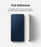 Galaxy S23 Screen Protector | Full Cover Glass - Galaxy S23 Screen Protector - Front and side views of a smartphone with a full-coverage screen protector applied.